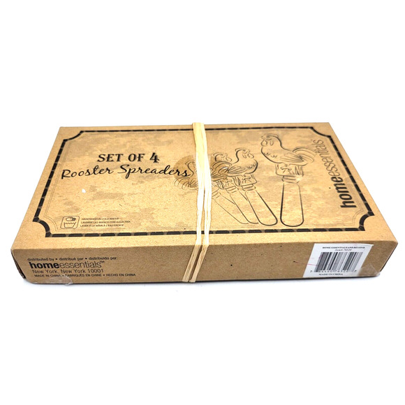 Home Essentials Turquoise Rooster Spreader Shabby Chic Set of 4 NEW Old Stock - Picture 6 of 8